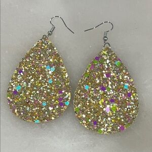 Dazzling Multicolor Glitter Teardrop Earrings